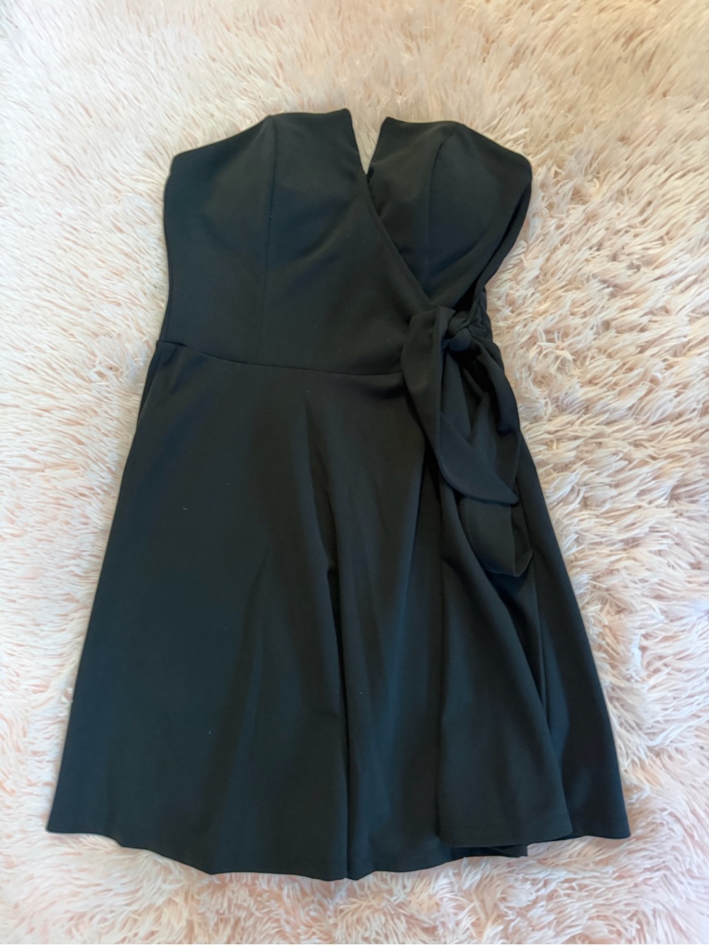 Strapless Black Fit & Flare Dress with Side Bow